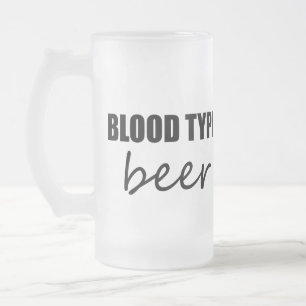 blood type beer frosted glass beer mug