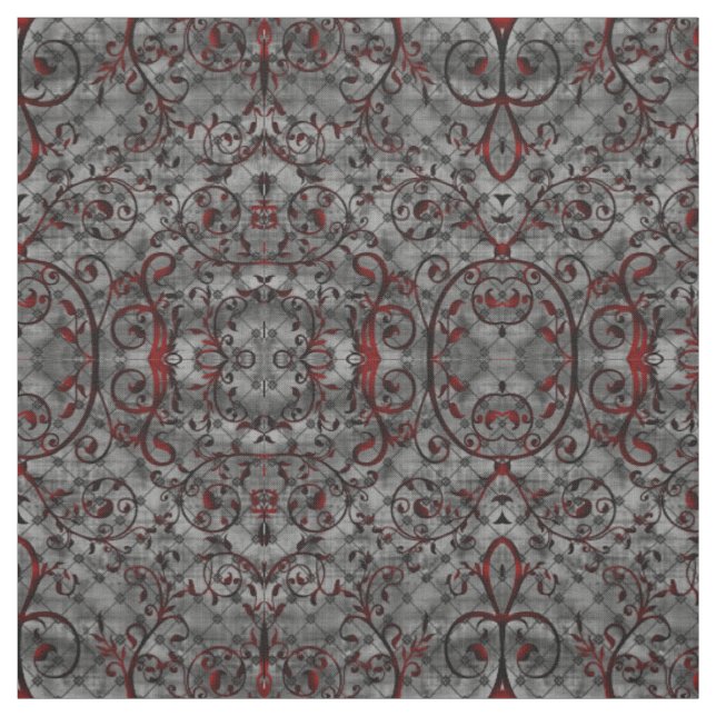 Blood Vine Damask Goth Pattern Fabric (Swatch)