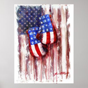 Blood, White, and Blue (American Boxing Tradition) Poster