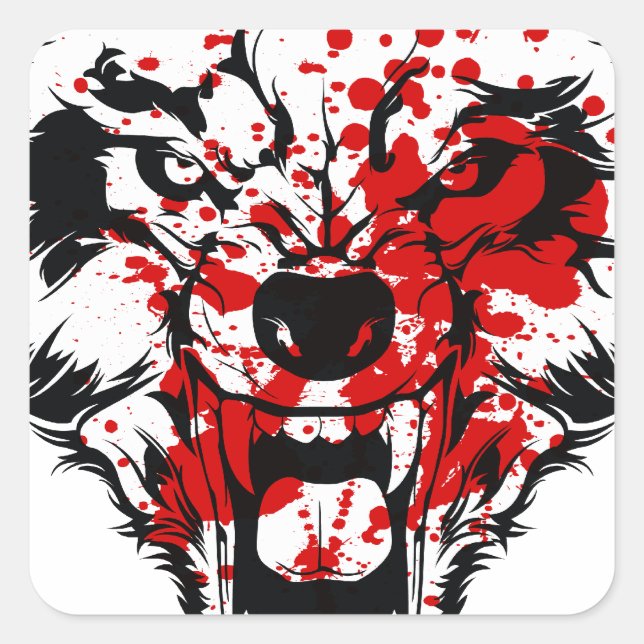 Blood Wolf Square Sticker (Front)