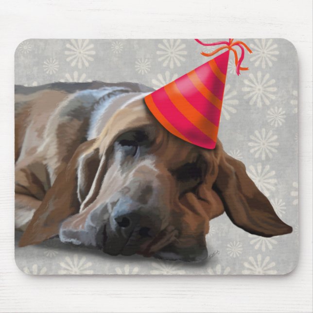Bloodhound After the Party Mouse Mat (Front)