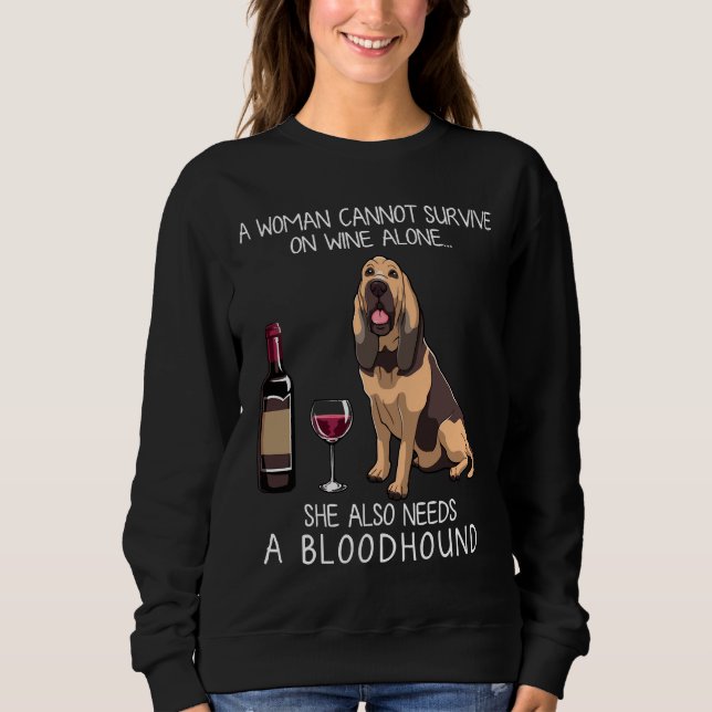 Bloodhound And Wine Dog Fitted Sweatshirt (Front)