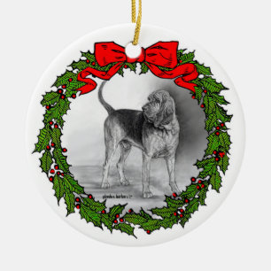 Bloodhound Art by Glenda S. Harlan Ceramic Tree Decoration