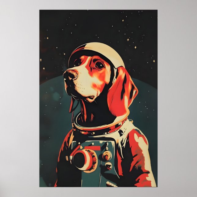 Bloodhound Astronaut Poster, Bloodhound Retro Poster (Front)