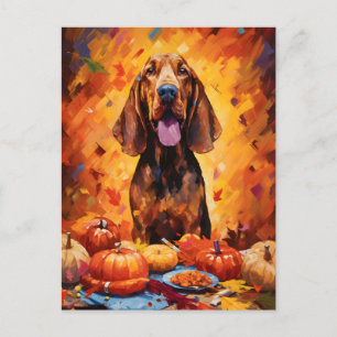 Bloodhound Autumn Thanksgiving Postcard