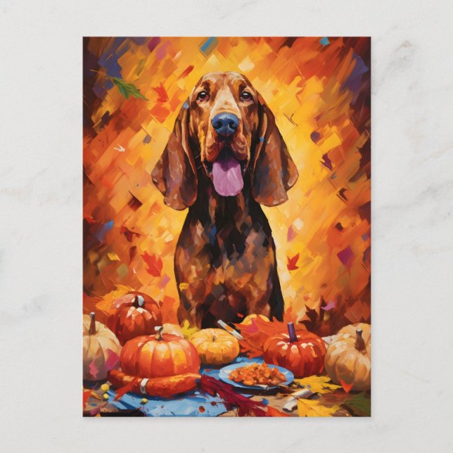 Bloodhound Autumn Thanksgiving  Postcard (Front)