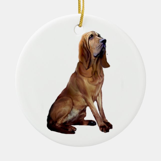 Bloodhound (B) - Sitting Ceramic Tree Decoration (Front)