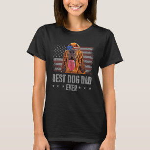 Bloodhound Best Dog Dad Ever Usa American Flag Fat T-Shirt