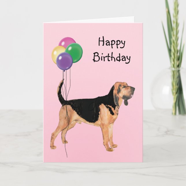 Bloodhound, Birthday Balloons Card (Front)