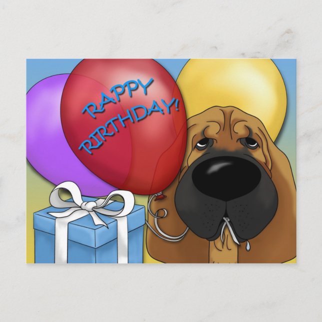 Bloodhound Birthday Postcard (Front)