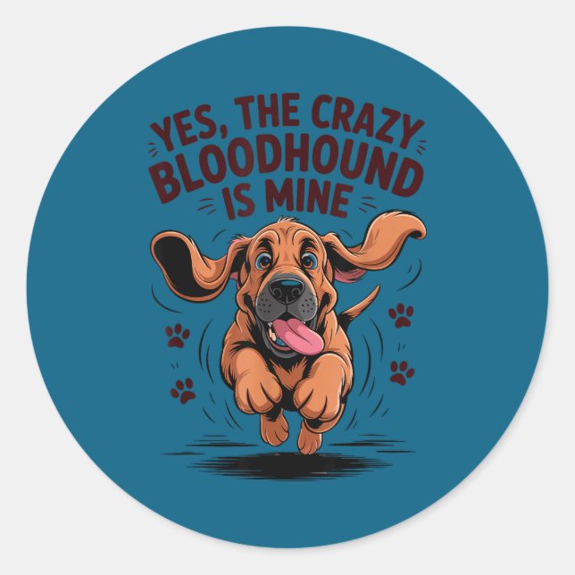 Bloodhound Breed Cute Pet Dog Lover Cartoon Funny  Classic Round Sticker (Front)