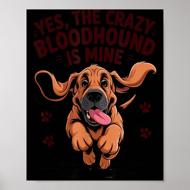 Bloodhound Breed Cute Pet Dog Lover Cartoon Funny  Poster (Front)