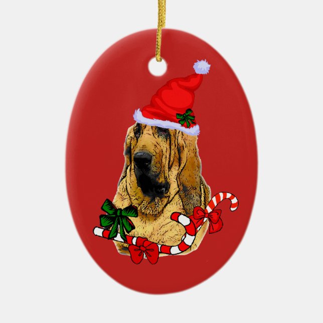 Bloodhound Christmas Ceramic Tree Decoration (Front)