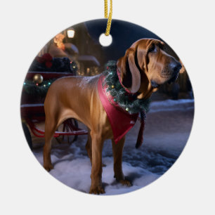 Bloodhound Christmas Festive Season Ceramic Tree Decoration