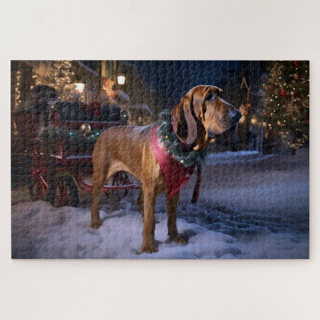 Bloodhound Christmas Festive Season Jigsaw Puzzle (Horizontal)