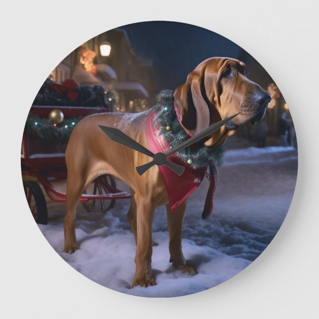 Bloodhound Christmas Festive Season Large Clock (Front)