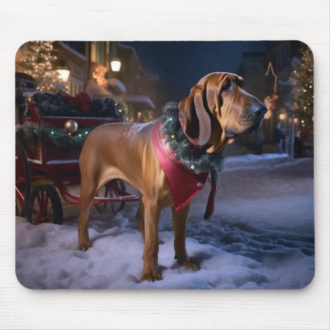 Bloodhound Christmas Festive Season Mouse Mat (Front)