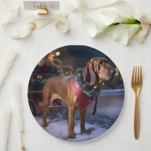 Bloodhound Christmas Festive Season Paper Plate