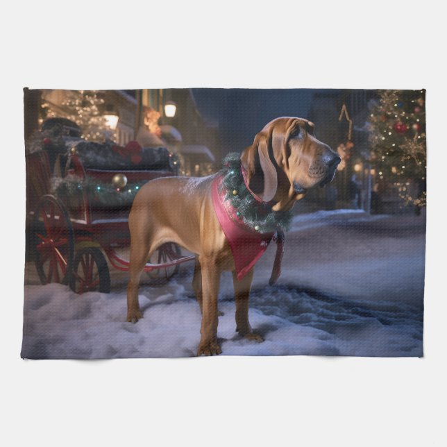 Bloodhound Christmas Festive Season Tea Towel (Horizontal)