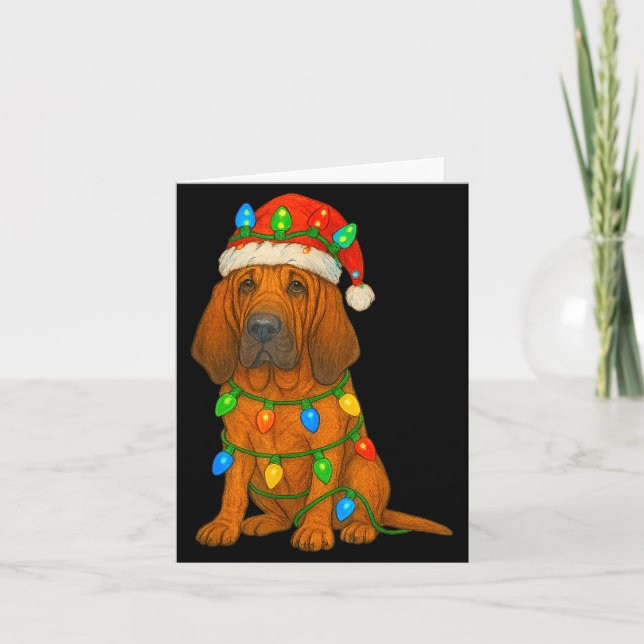 Bloodhound Christmas Lights Dog Lover Xmas Pajama  Card (Front)