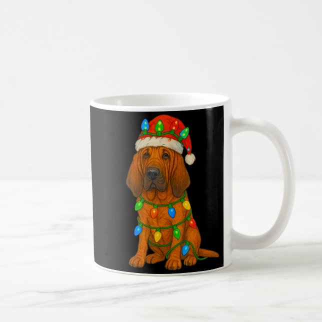 Bloodhound Christmas Lights Dog Lover Xmas Pajama  Coffee Mug (Right)