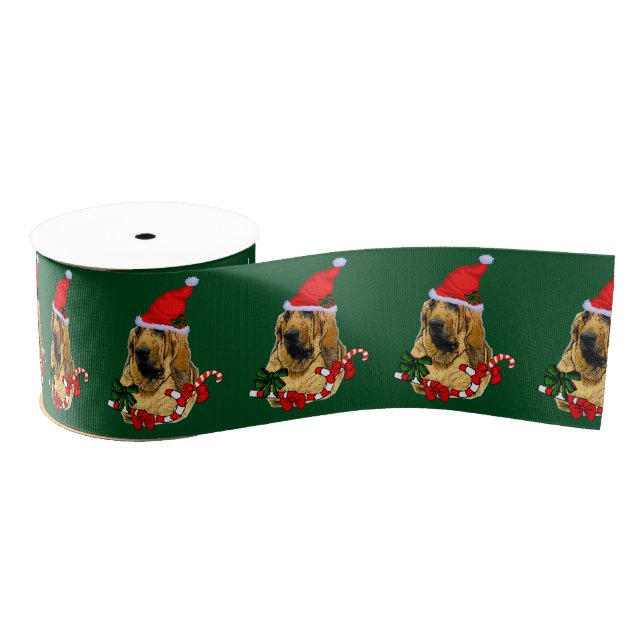Bloodhound Christmas Merry Grosgrain Ribbon (Spool)