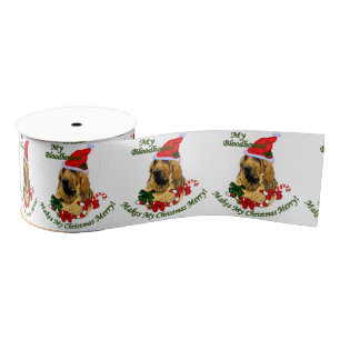 Bloodhound Christmas Merry Grosgrain Ribbon