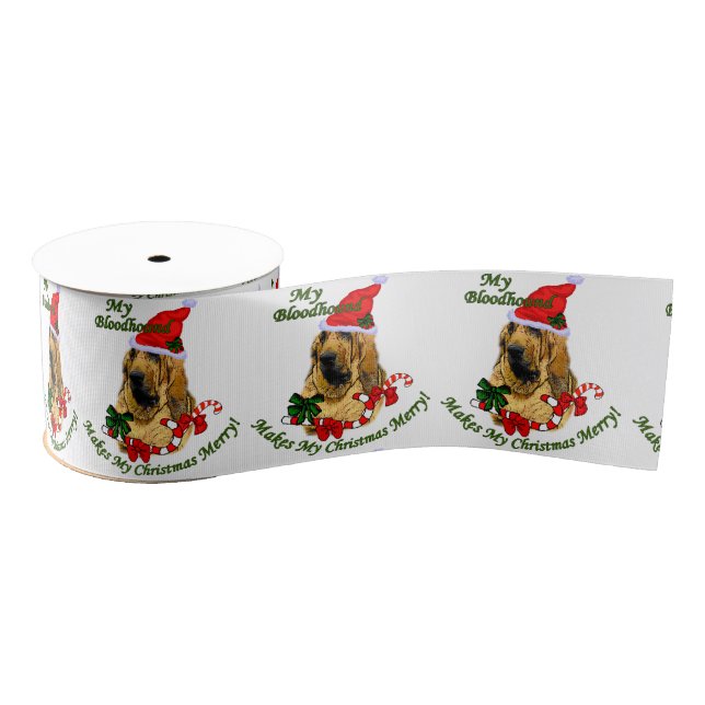 Bloodhound Christmas Merry Grosgrain Ribbon (Spool)