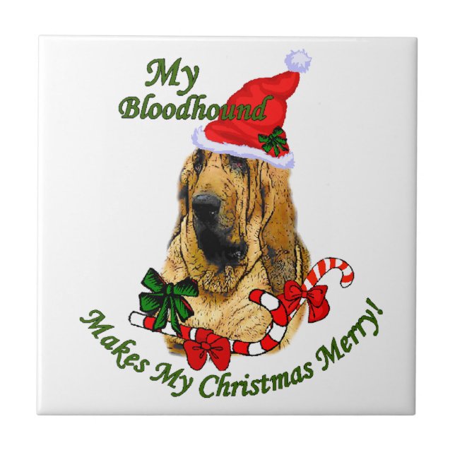 Bloodhound Christmas Merry Tile (Front)