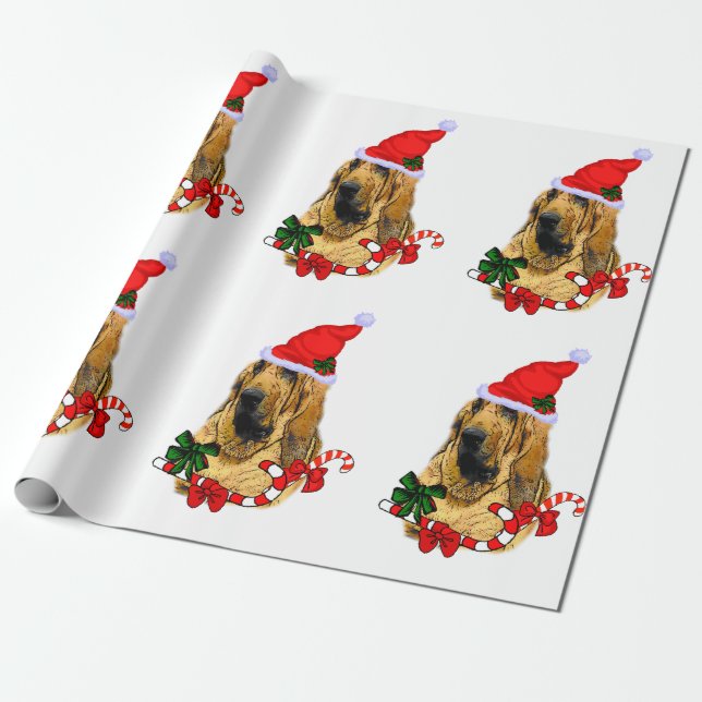 Bloodhound Christmas Wrapping Paper (Unrolled)