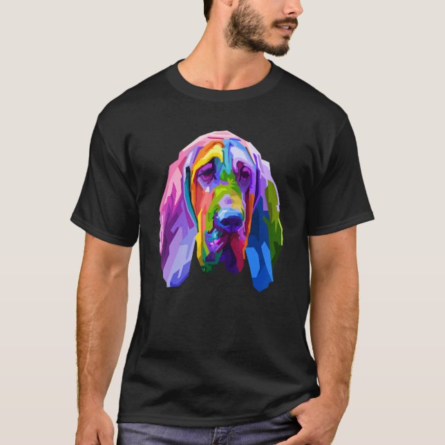 Bloodhound Colourful Pop Art Portrait For Dog Owne T-Shirt (Front)