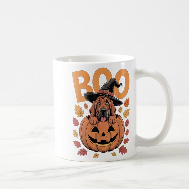 Bloodhound Costume On Pumpkin Halloween Bloodhound Coffee Mug (Right)