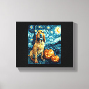 Bloodhound Cute Dog Halloween Jack O Lantern Pumpk Canvas Print