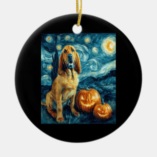 Bloodhound Cute Dog Halloween Jack O Lantern Pumpk Ceramic Tree Decoration