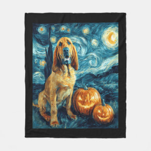 Bloodhound Cute Dog Halloween Jack O Lantern Pumpk Fleece Blanket