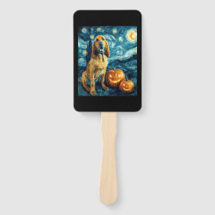 Bloodhound Cute Dog Halloween Jack O Lantern Pumpk Hand Fan