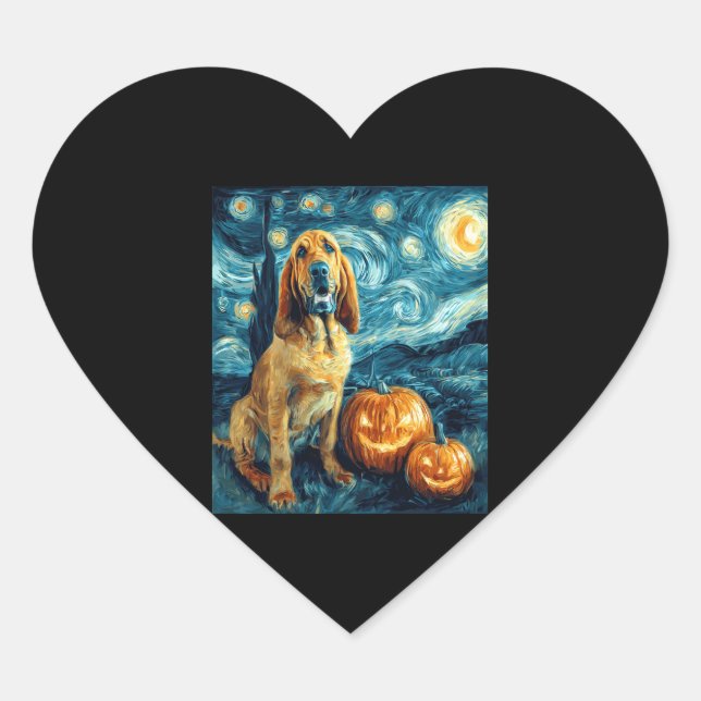 Bloodhound Cute Dog Halloween Jack O Lantern Pumpk Heart Sticker (Front)