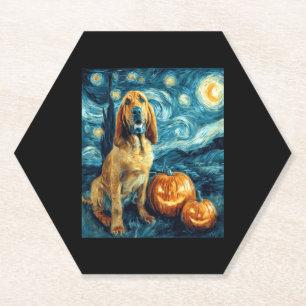 Bloodhound Cute Dog Halloween Jack O Lantern Pumpk Paper Coaster