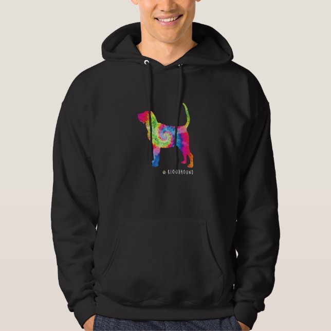 Bloodhound Cute Puppy Pet Dog Owner Hippy Tie Dye Hoodie (Front)