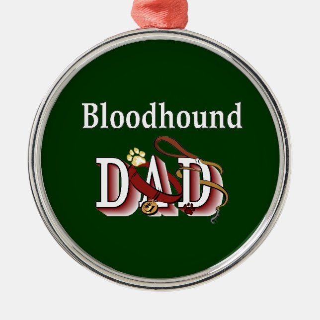 Bloodhound Dad Metal Tree Decoration (Front)