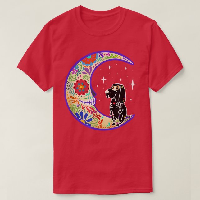 Bloodhound Dia de Los Muertos Skeleton  T-Shirt (Design Front)