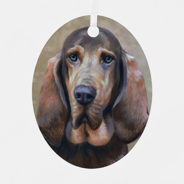 Bloodhound Dog Art Christmas Ornament (Front)