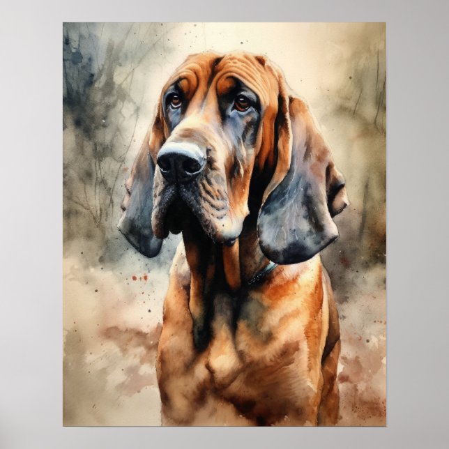 Bloodhound Dog Art Print Poster (Front)