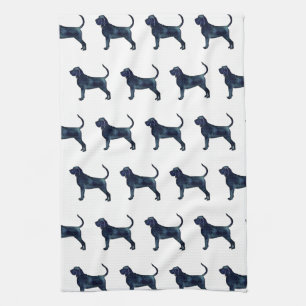 Bloodhound Dog Breed Black Watercolor Tea Towel