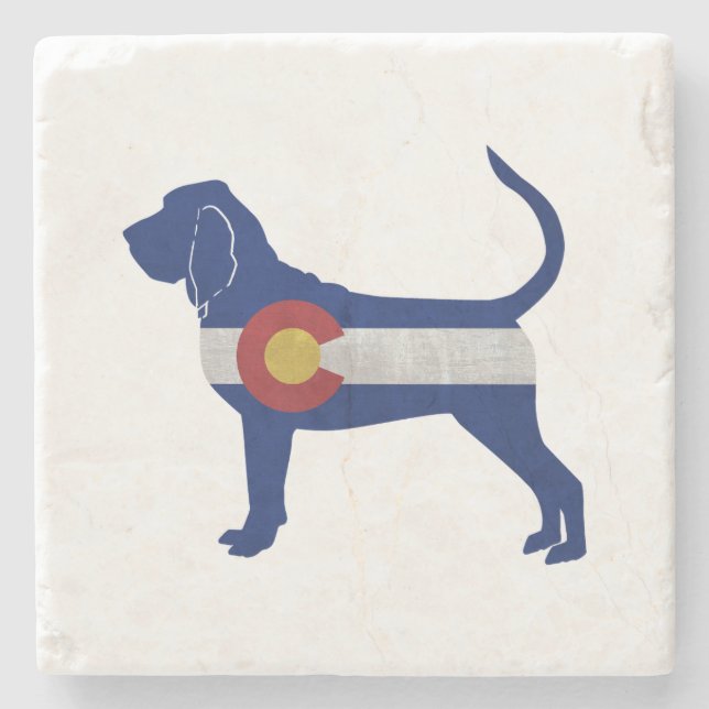 Bloodhound Dog Breed Colorado Flag Silhouette Ston Stone Coaster (Front)