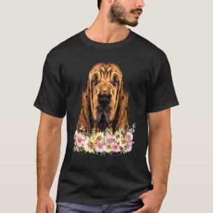 Bloodhound Dog Floral T-Shirt