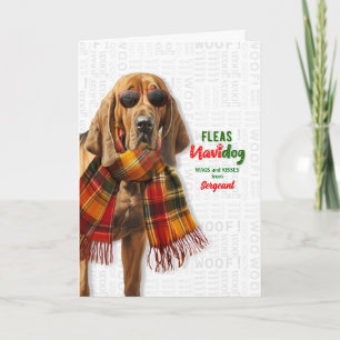 Bloodhound Dog Funny Fleas Navidog with Name Holiday Card