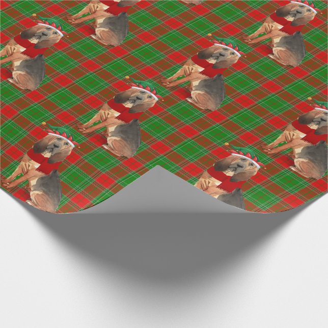 Bloodhound Dog Funny Holiday Plaid Christmas Wrapping Paper (Corner)