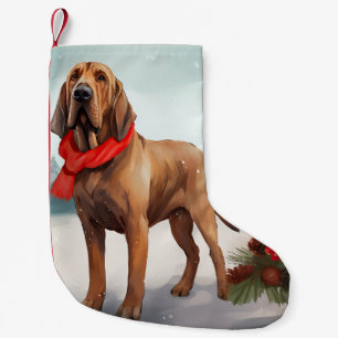 Bloodhound Dog in Snow Christmas Small Christmas Stocking