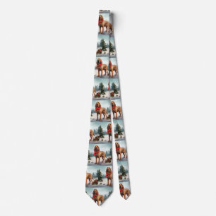 Bloodhound Dog in Snow Christmas Tie